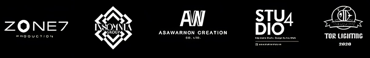 พาร์ทเนอร์ด้านโปรดักชัน — Zone7 Production, Insomnia Group, Asawarnon Creation, Studio 4, TOR Lighting