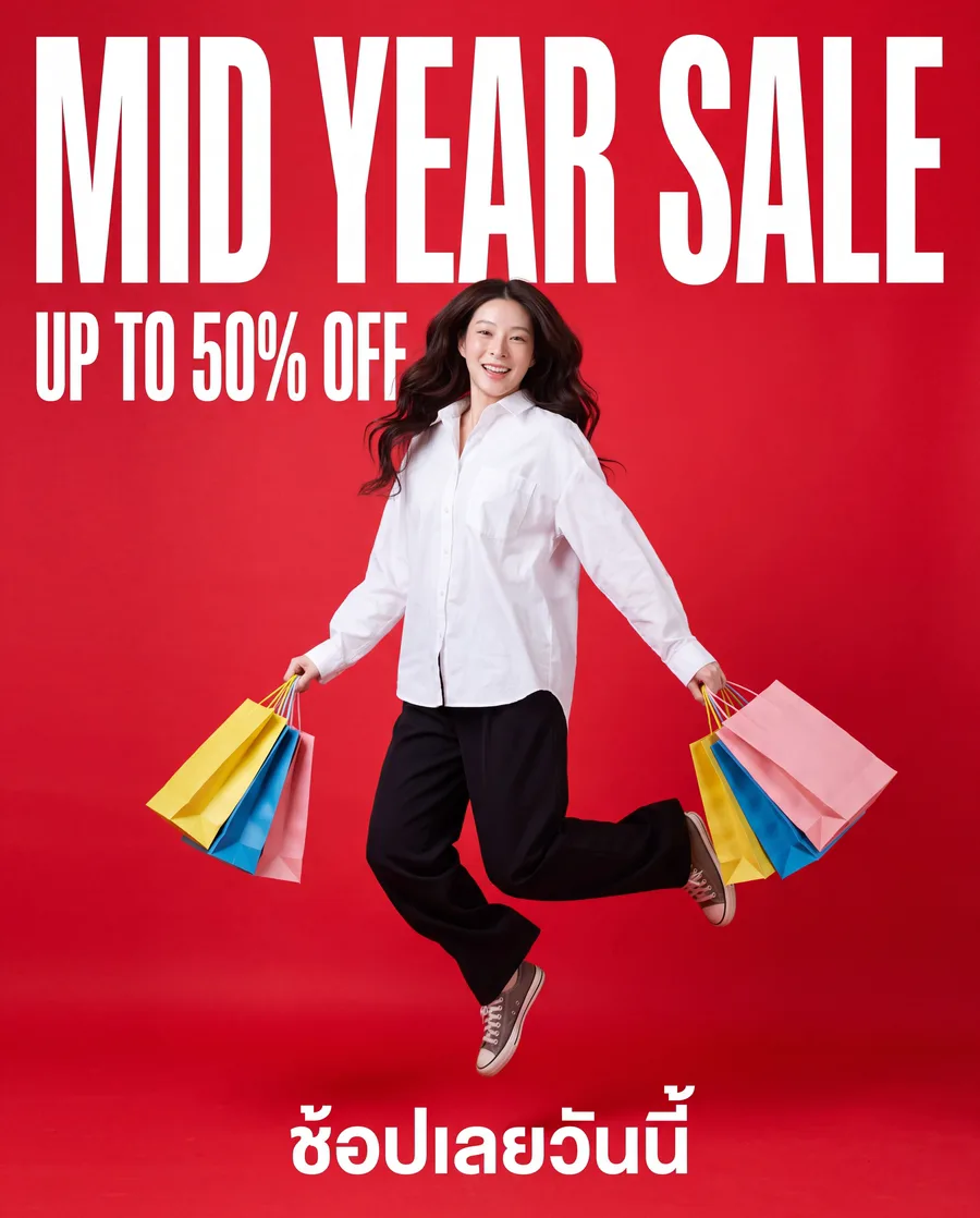 ผลงาน AI — โปสเตอร์ลดราคา MID YEAR SALE